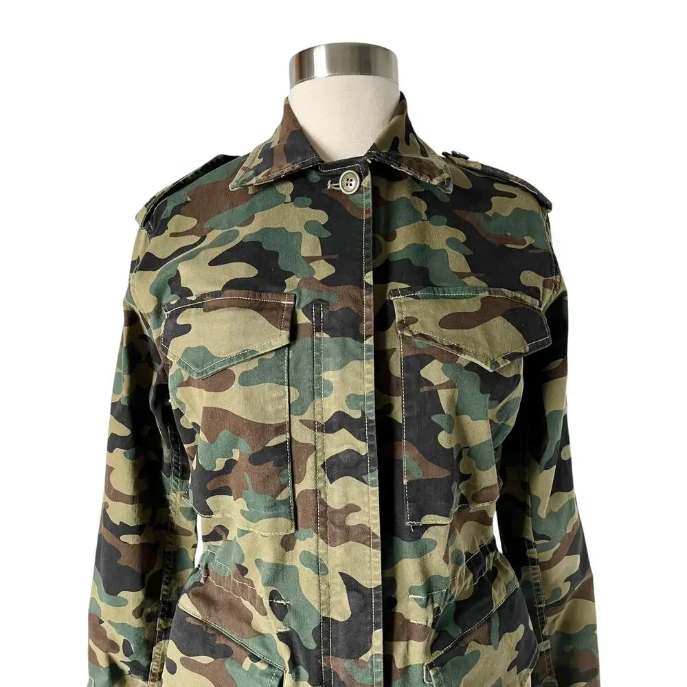 Nili Lotan Wren Jacket XS Green Camo Military Utility Cargo Cotton - Picture 5 of 9